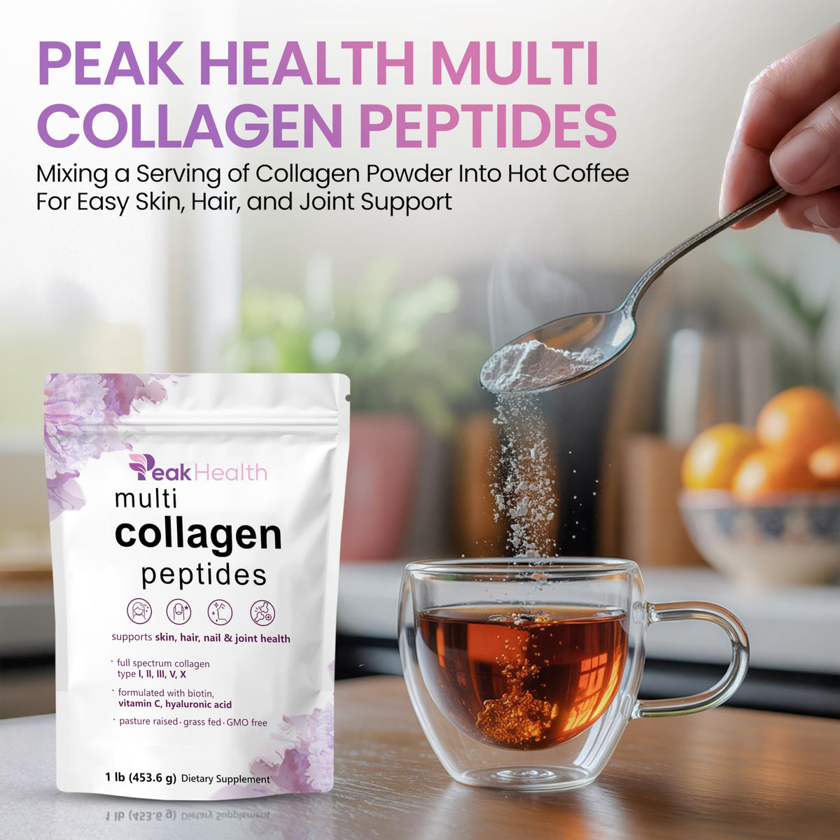 Multi Collagen Peptides Powder 1lb Types I II III V X G998