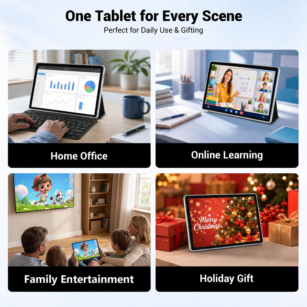10.1" Android 16 Tablet with Keyboard, 30GB RAM 64GB ROM, Gray S698302