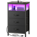 3 Drawer Nightstand with Charger Station and LED Lights M995644