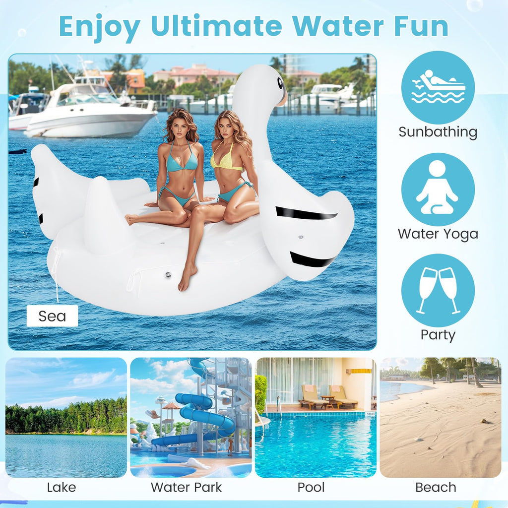Giant Inflatable Swan Pool Float with 4 Cup Holders L287568