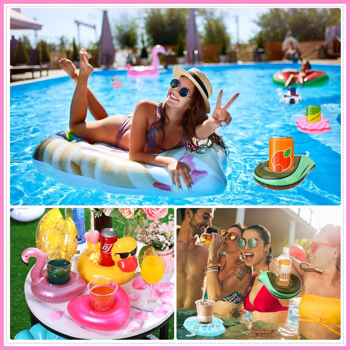 102 Pcs Inflatable Drink Holders with Air Pump J38537