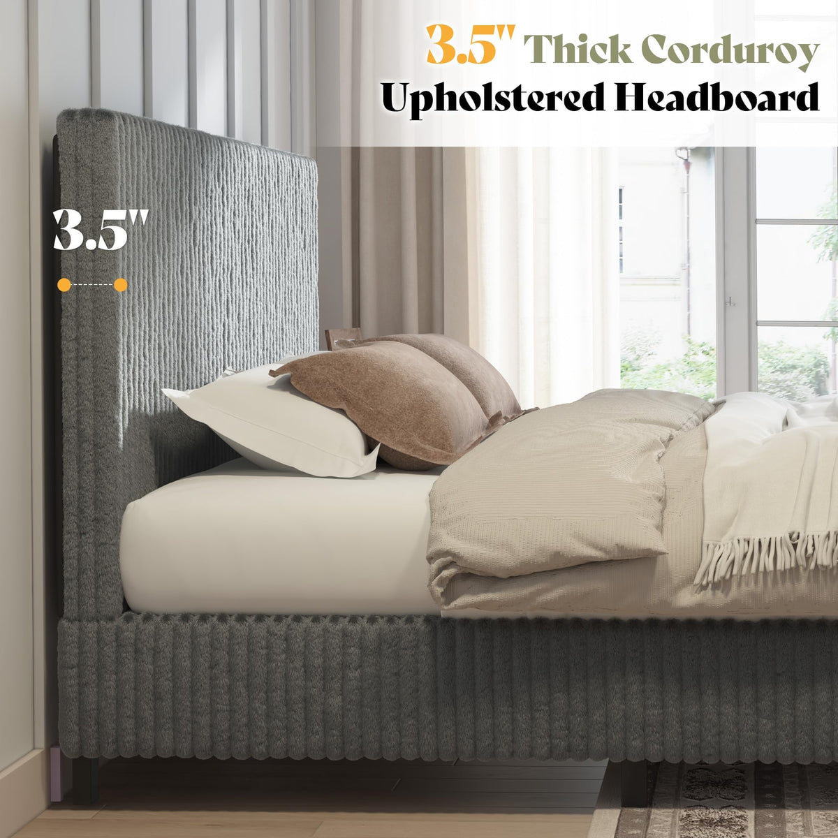 Upholstered Bed Frame with Headboard O41699