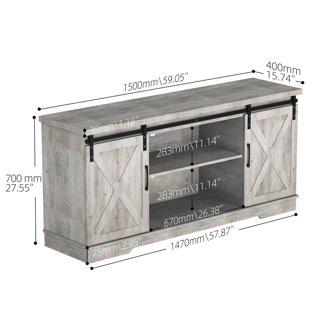65 Inch Oak TV Stand with Storage Cabinet H4332