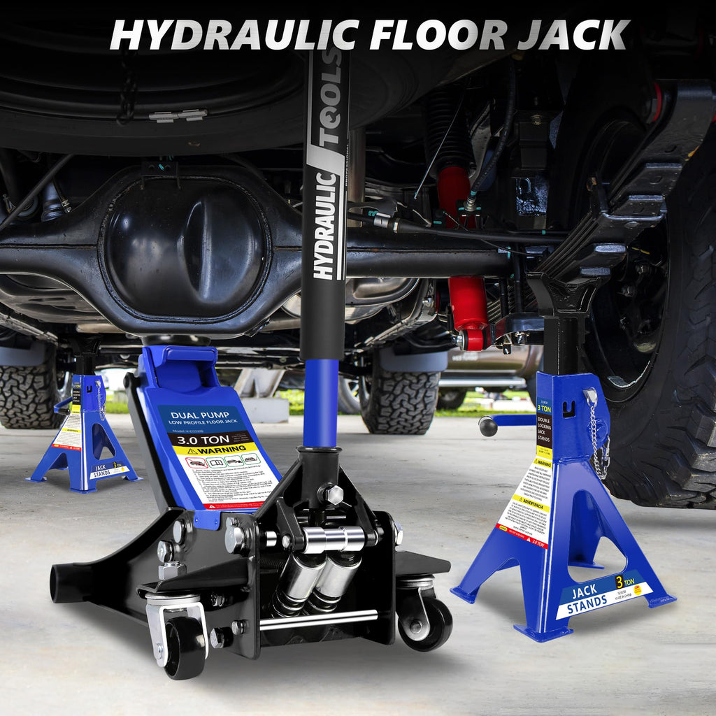 3 Ton Low Profile Hydraulic Floor Jack with Jack Stands O694583