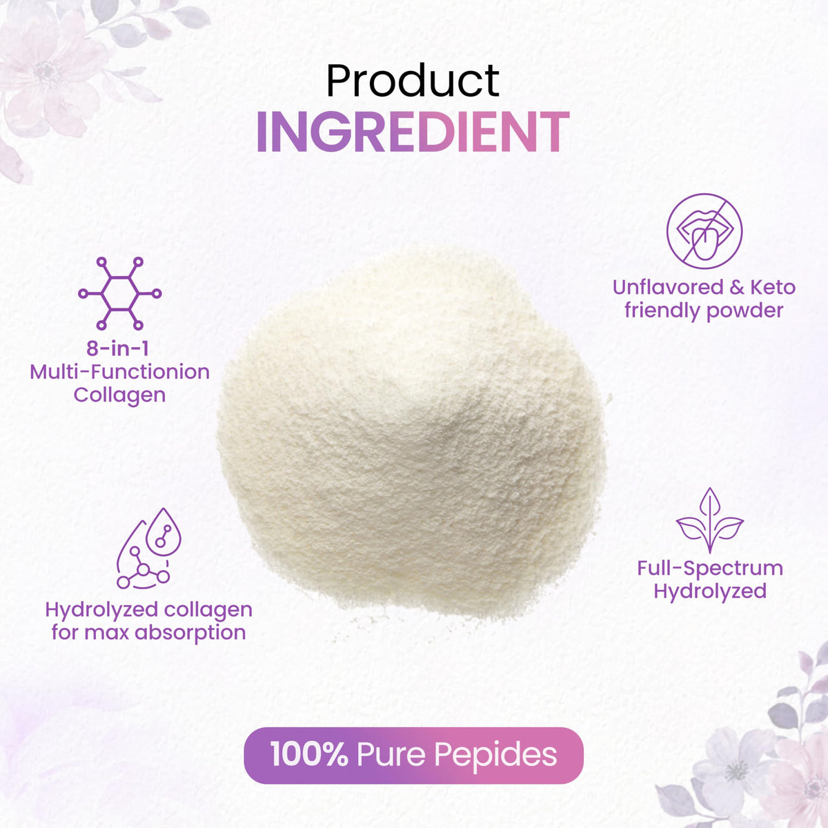 Multi Collagen Peptides Powder 1lb Types I II III V X G998