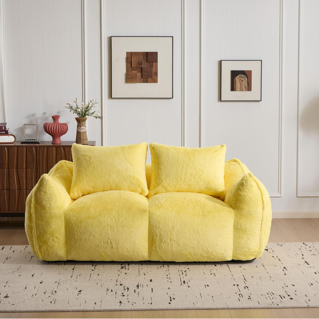 Oversized Ultra Soft Fluffy Faux Fur Bean Bag Chair with Pillows B875
