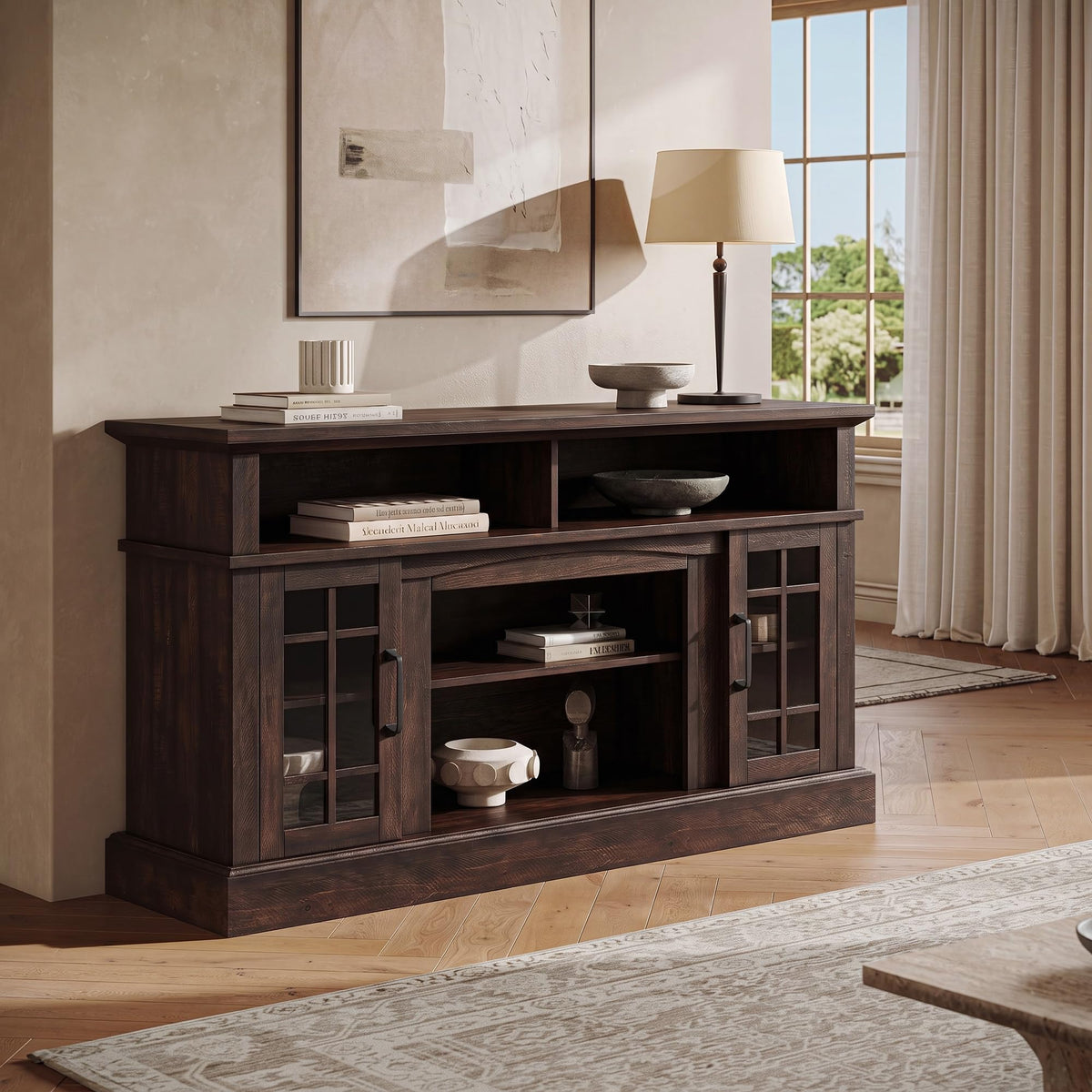 58" Espresso TV Stand & Media Entertainment Center C34257