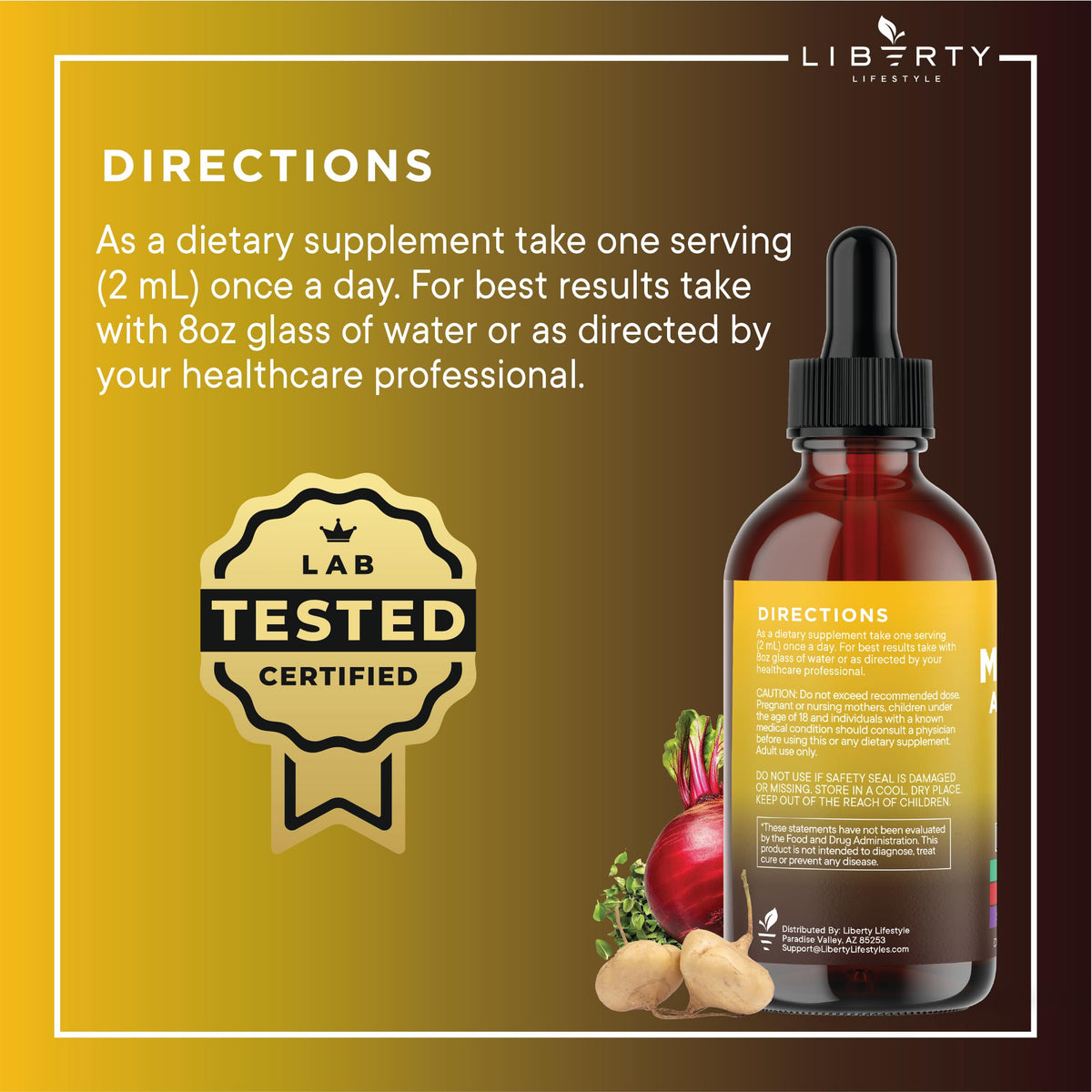Organic Maca Root Liquid Drops with Ashwagandha 2oz S3910