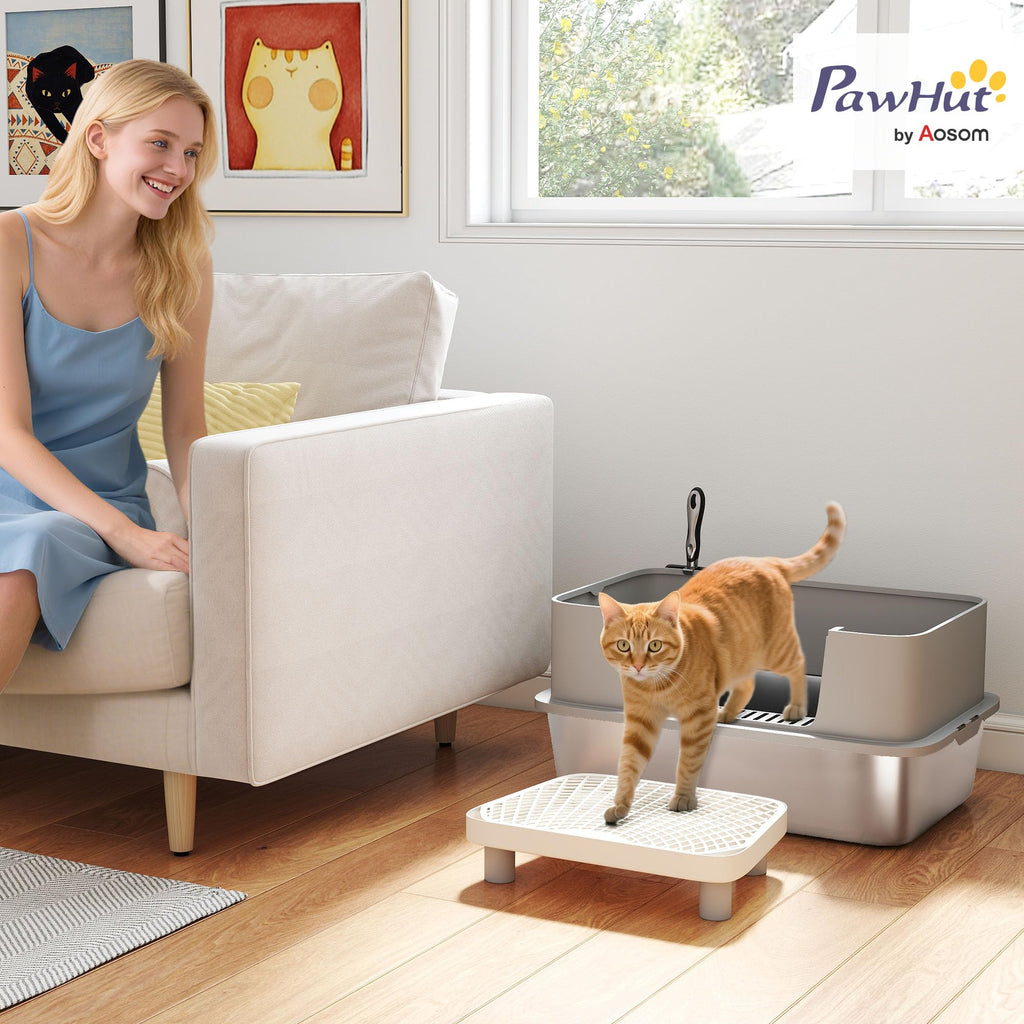 Stainless Steel Extra Large High Sided Litter Box with Scoop D60433