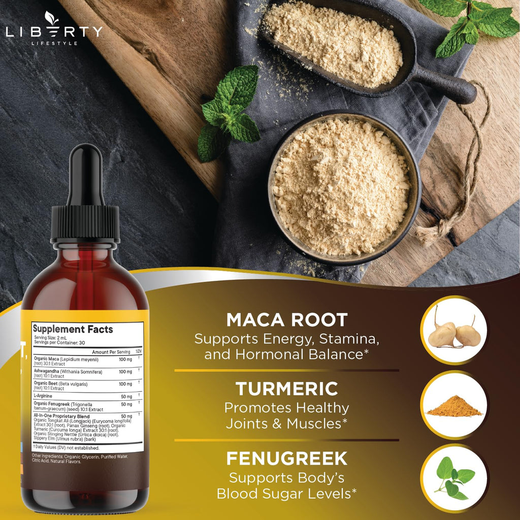 Organic Maca Root Liquid Drops with Ashwagandha 2oz S3910