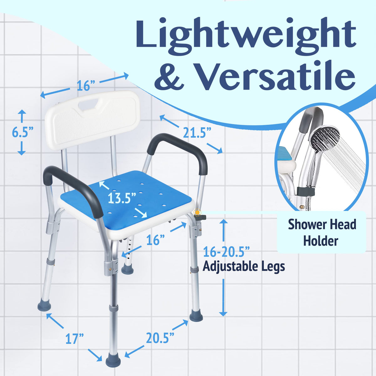 Adjustable Shower Chair with Back and Armrests W555