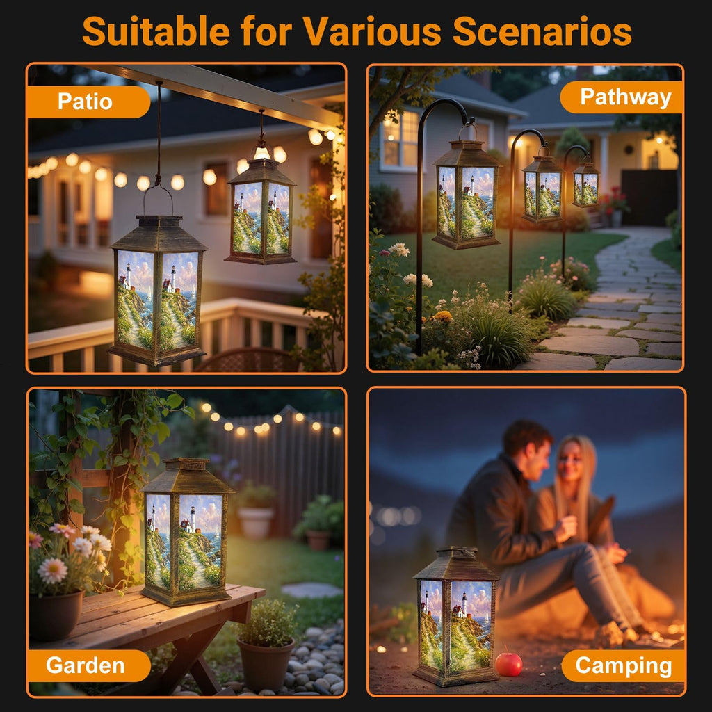 Solar Lantern Outdoor Waterproof LED Solar Lights Hanging Tabletop Lamp U50673