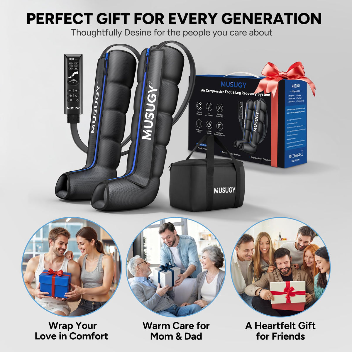 Leg Compression Massager with 9 Intensity, 6 Modes, 3 Timers X426991