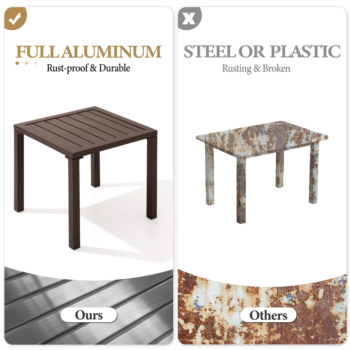 Aluminum Outdoor Side Table Set of 2 H245