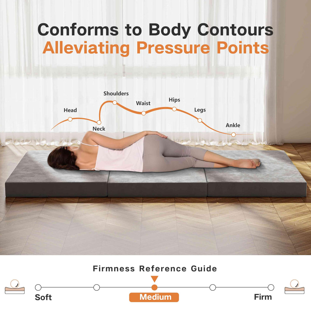4 inch Twin Tri-Fold Memory Foam Mattress with Washable Cover X35080
