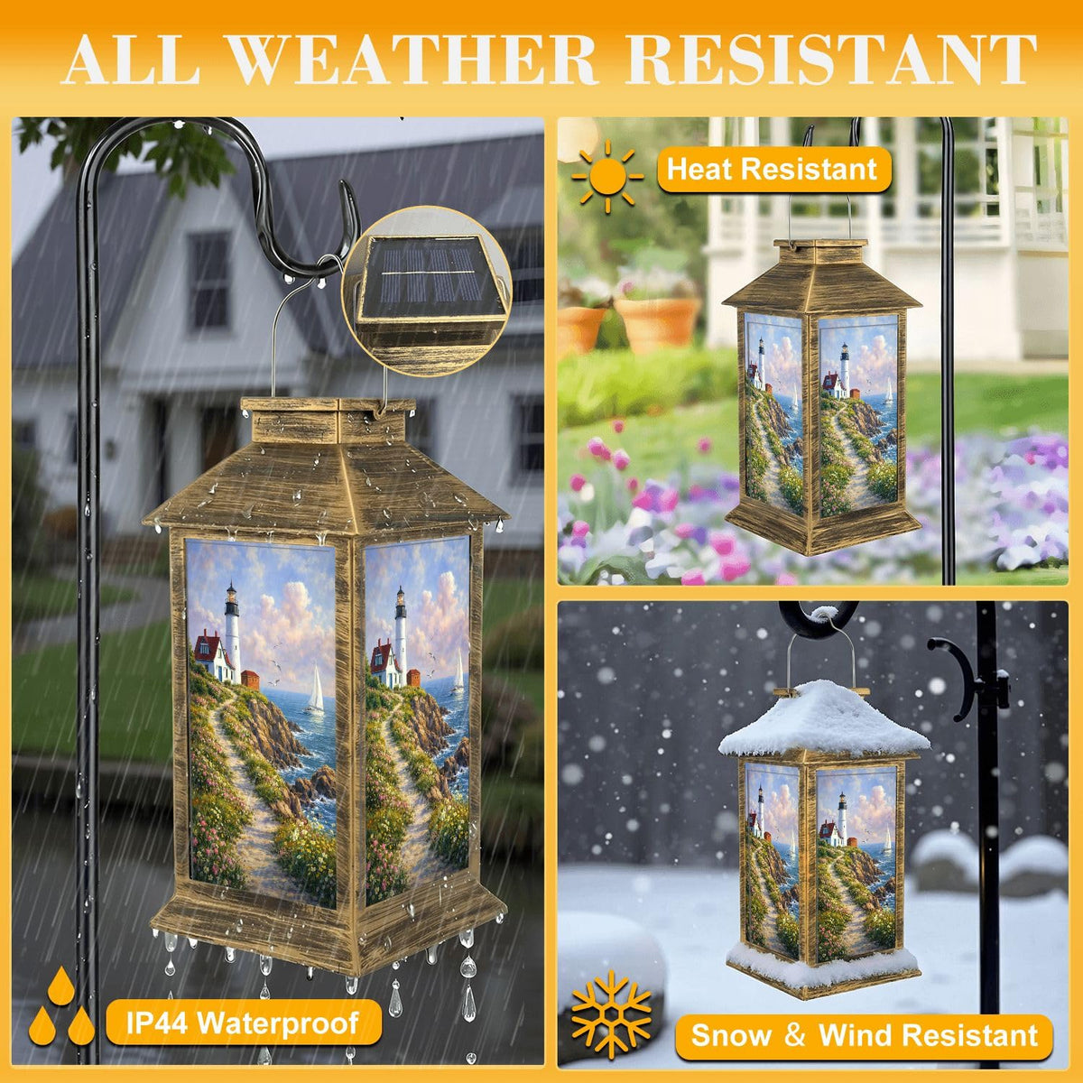 Solar Lantern Outdoor Waterproof LED Solar Lights Hanging Tabletop Lamp U50673