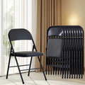 Black Folding Chairs 10-Pack Padded Heavy Duty Steel Frame D908