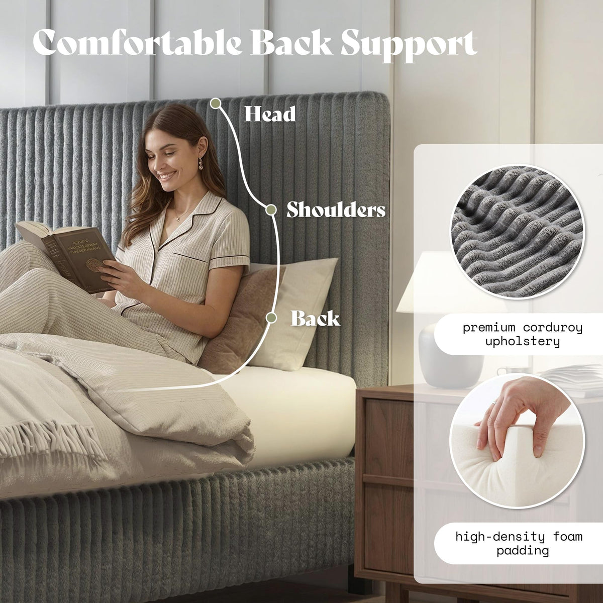 Upholstered Bed Frame with Headboard O41699