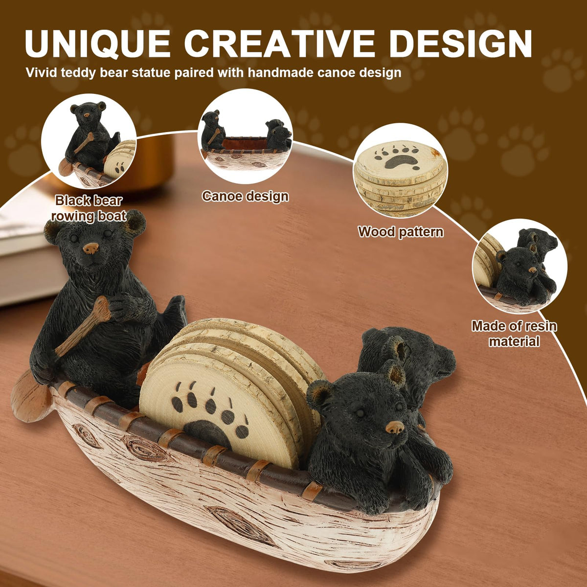 Black Bear Coasters Set of 5 I384242