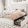 White Velvet Queen Size Storage Bed Frame with 4 Underbed Drawers F963