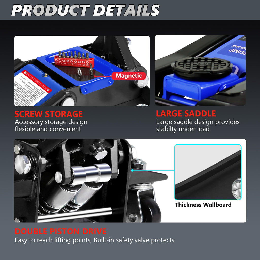 3 Ton Low Profile Hydraulic Floor Jack with Jack Stands O694583
