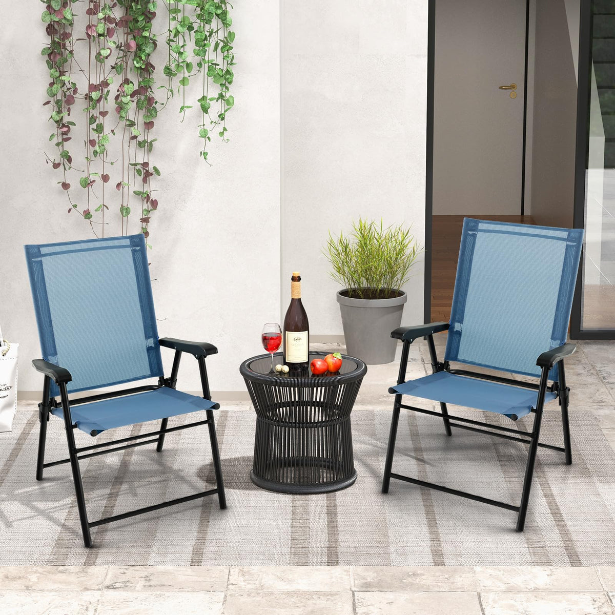 Blue Set of 2 Folding Sling Chairs O97999
