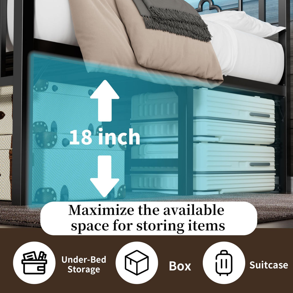 20 Inch Queen Size Bed Frame with Headboard & Footboard P210309
