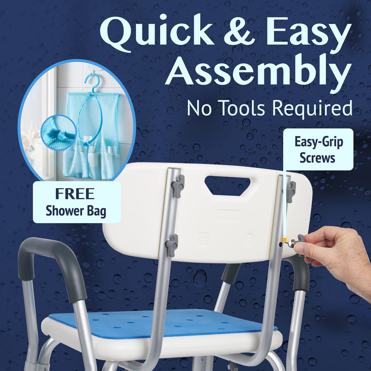 Adjustable Shower Chair with Back and Armrests W555