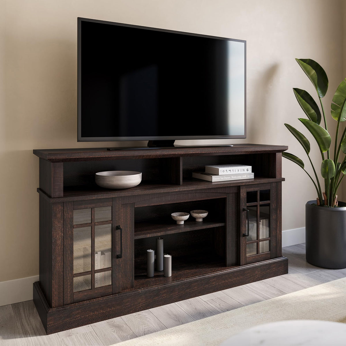 58" Espresso TV Stand & Media Entertainment Center C34257