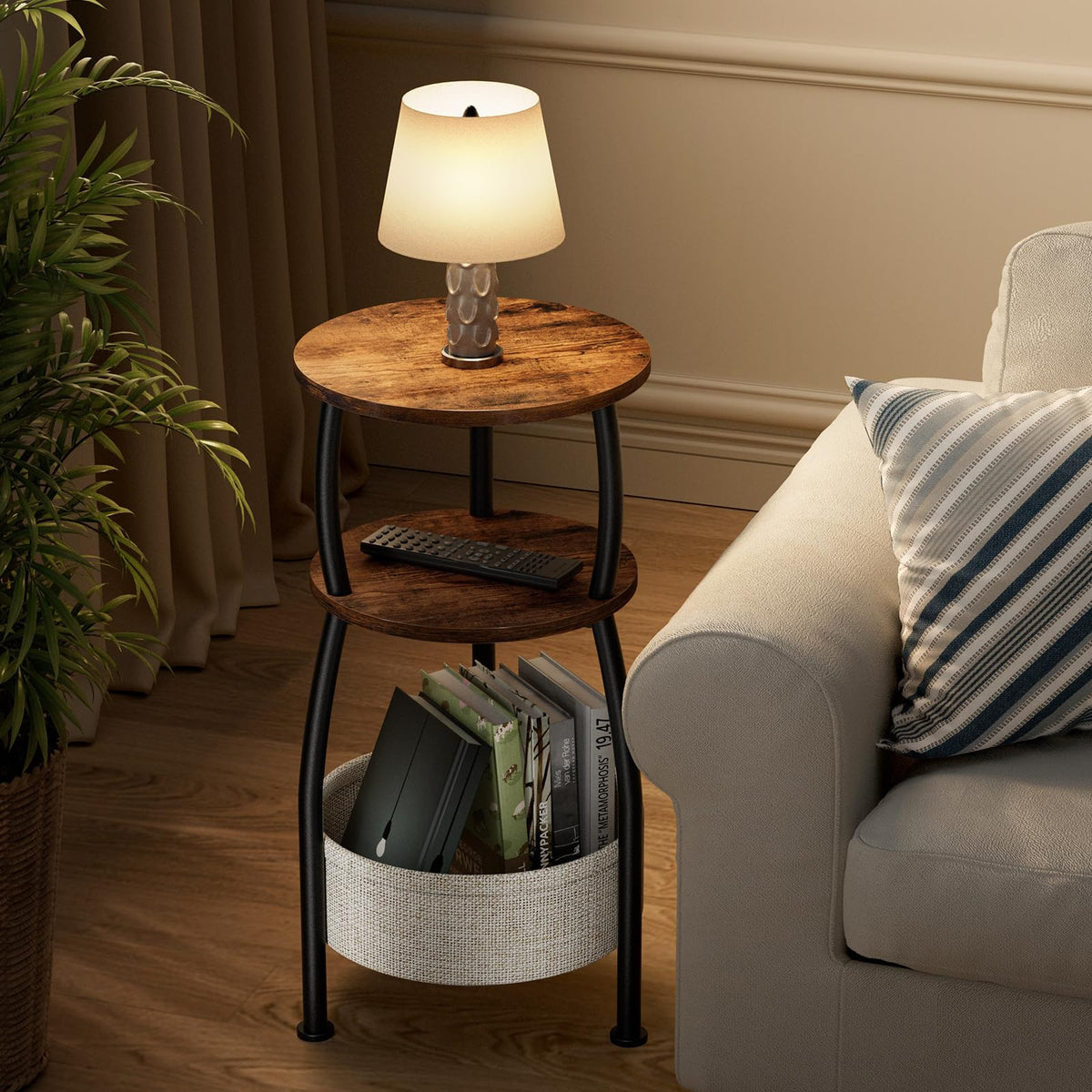 Round Side Table with Storage Basket M987