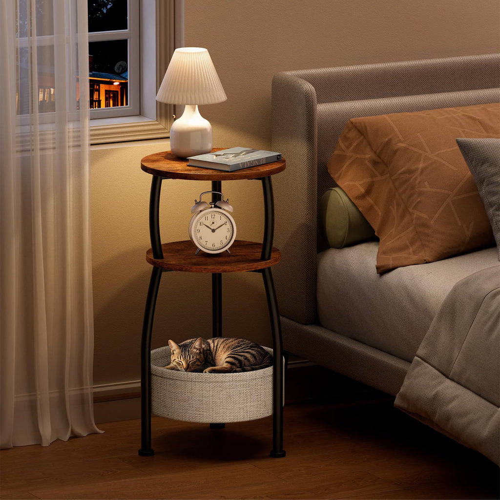 Round Side Table with Storage Basket M987