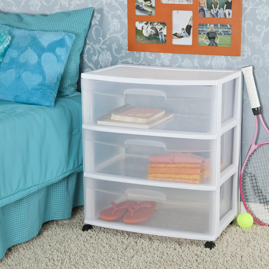 Plastic Storage Drawer Cart with 3 Clear Drawers E262
