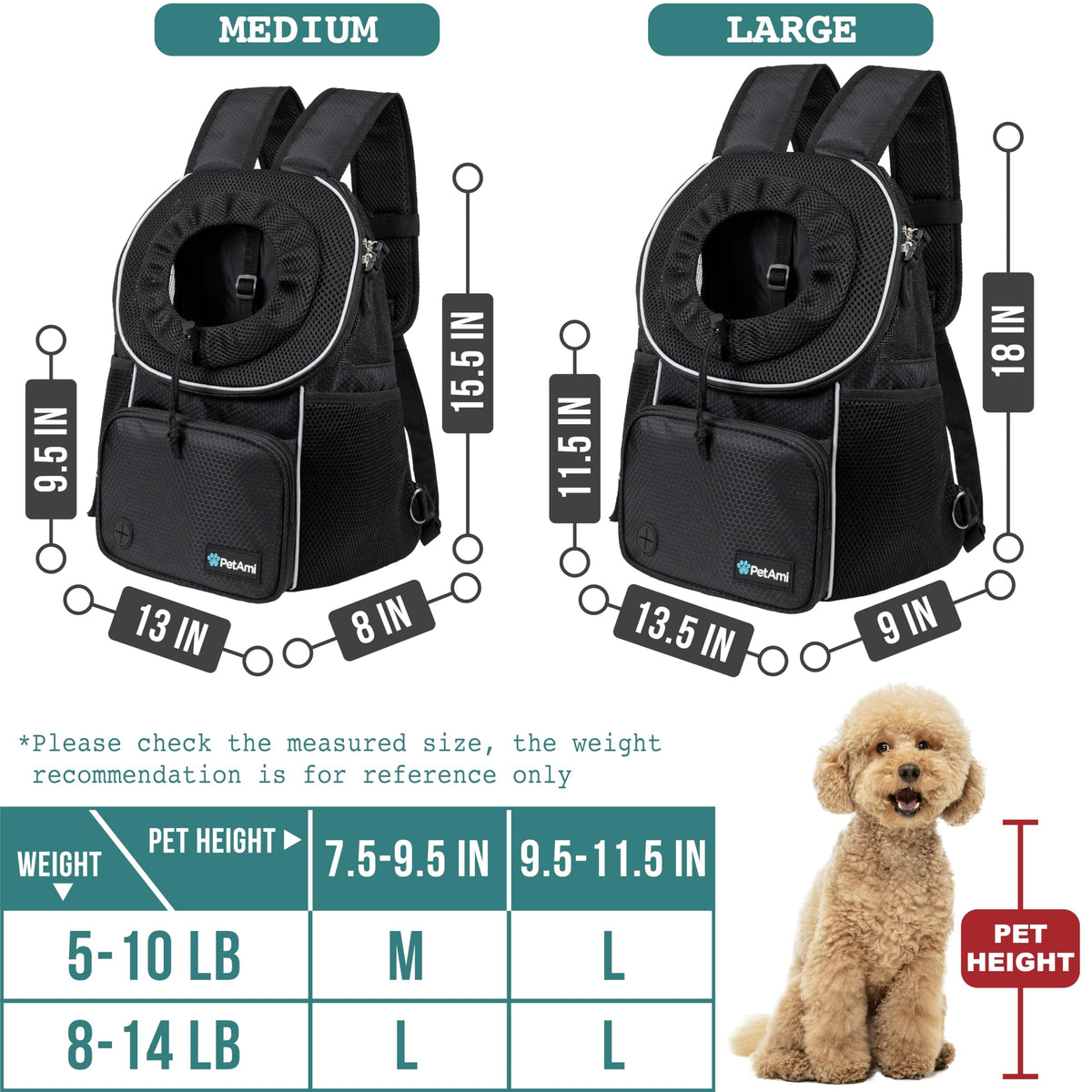 Adjustable Dog & Cat Carrier Backpack, Black T23354