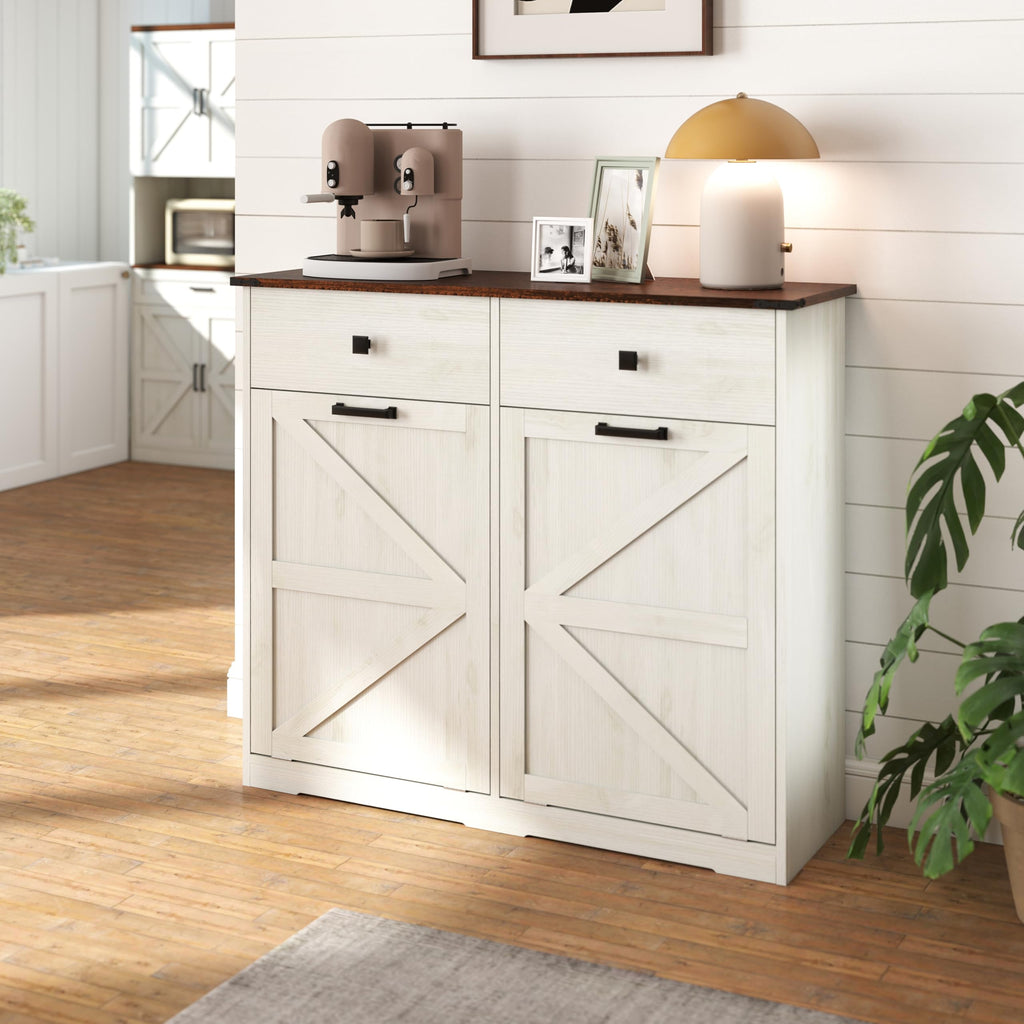 20 Gallon Double Tilt Out Kitchen Trash Can with Hideaway Drawer S48299