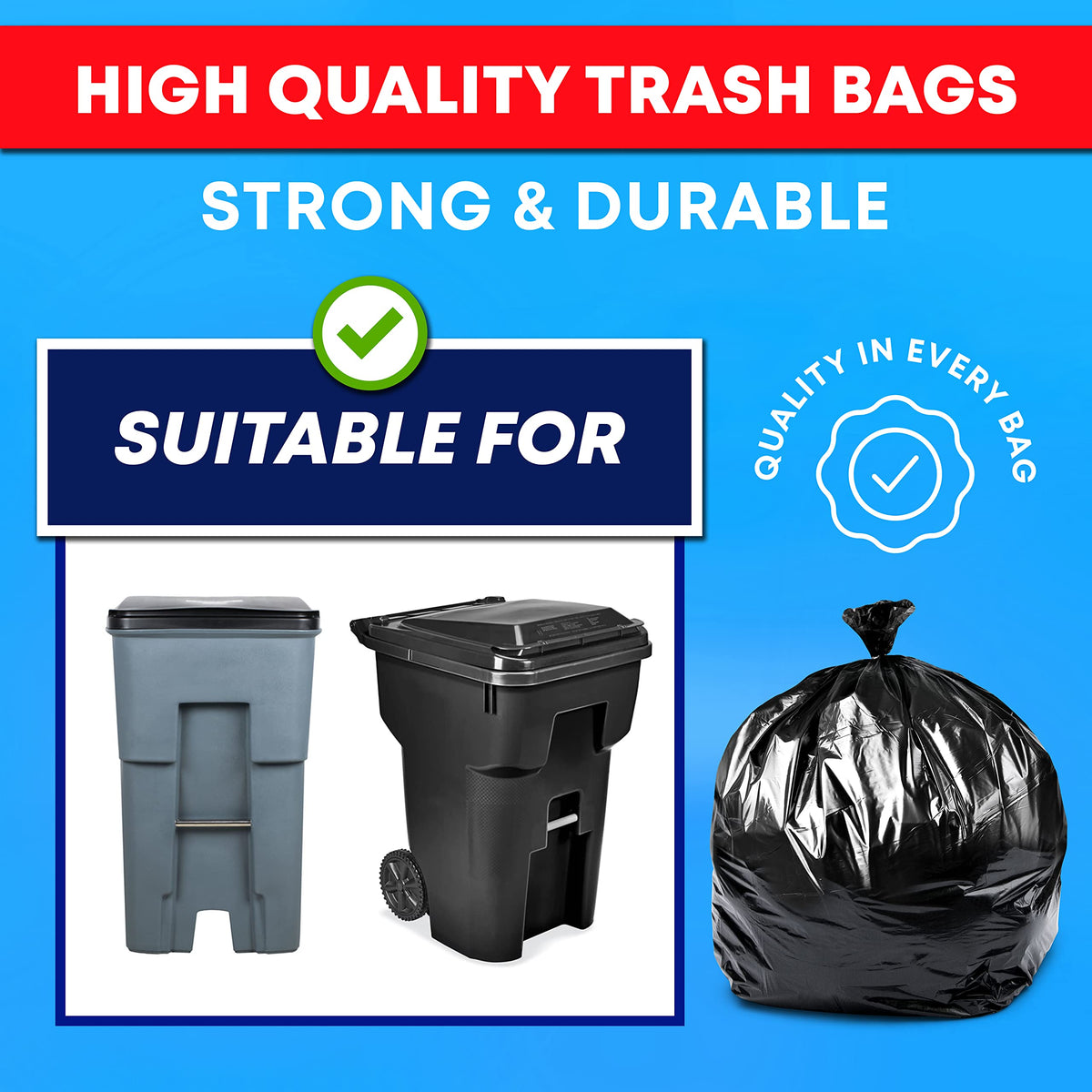 95 Gallon 2 Mil Heavy Duty Trash Bags 25 Count V701978