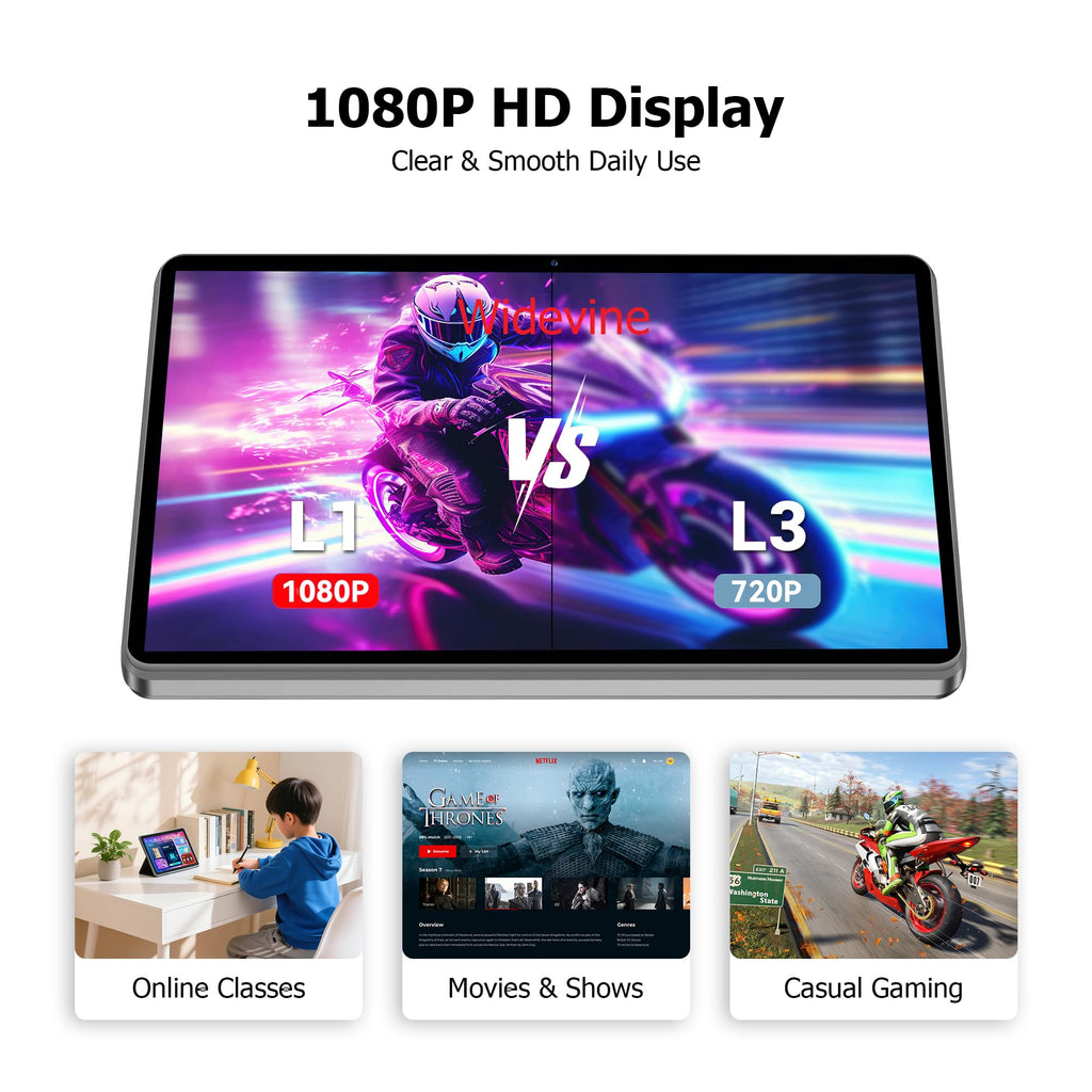 10.1" Android 16 Tablet with Keyboard, 30GB RAM 64GB ROM, Gray S698302