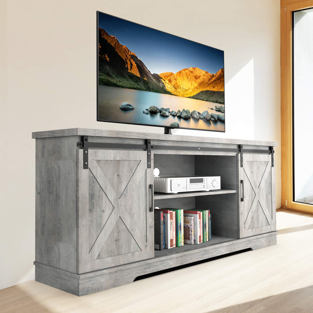 65 Inch Oak TV Stand with Storage Cabinet H4332