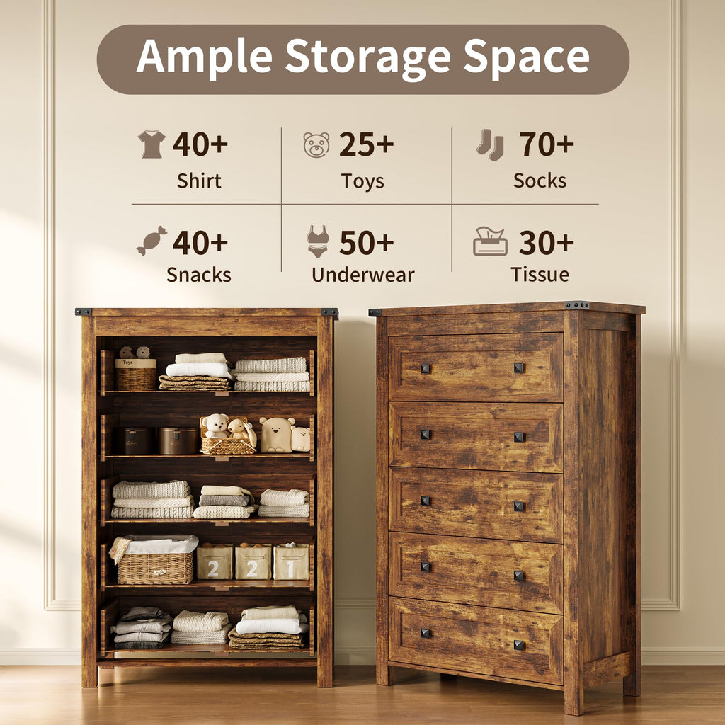 45.5" Tall 5-Drawer Brown Dresser F704