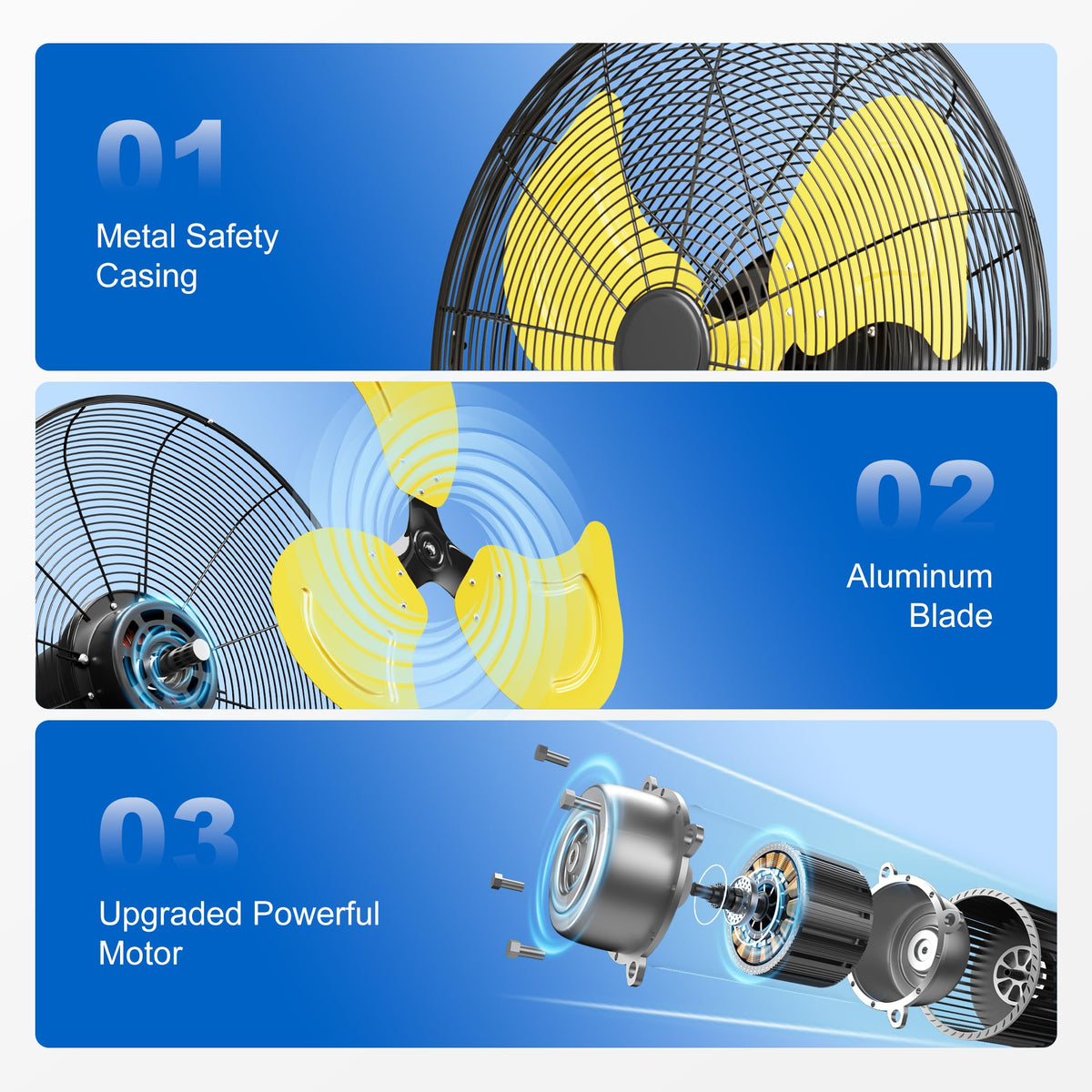 20 Inch 3-Speed Oscillating Wall Mount Fan B7888