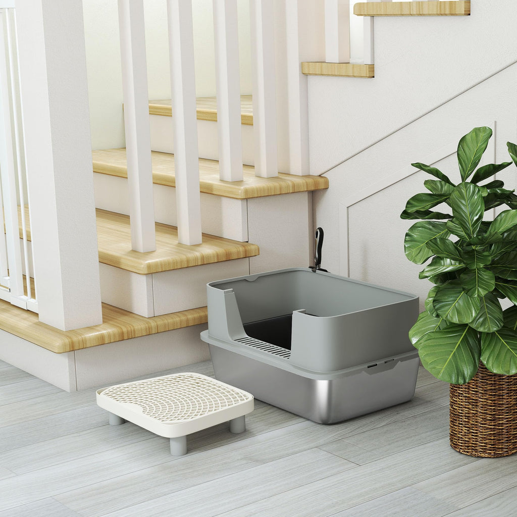 Stainless Steel Extra Large High Sided Litter Box with Scoop D60433