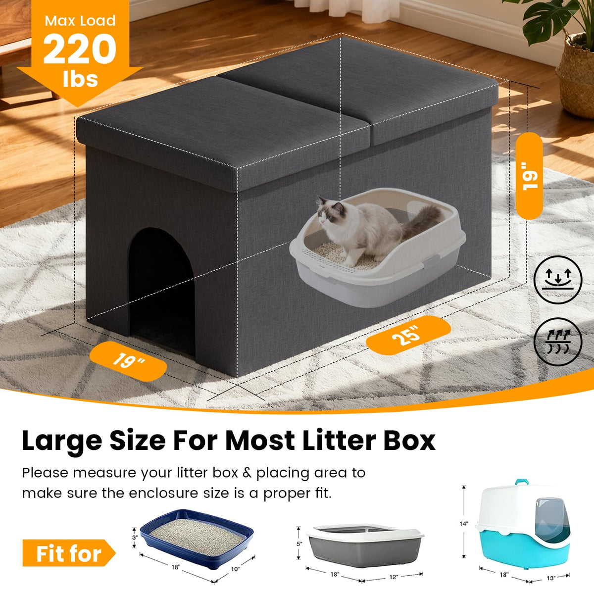 Dark Grey Cat Litter Box Enclosure I421039