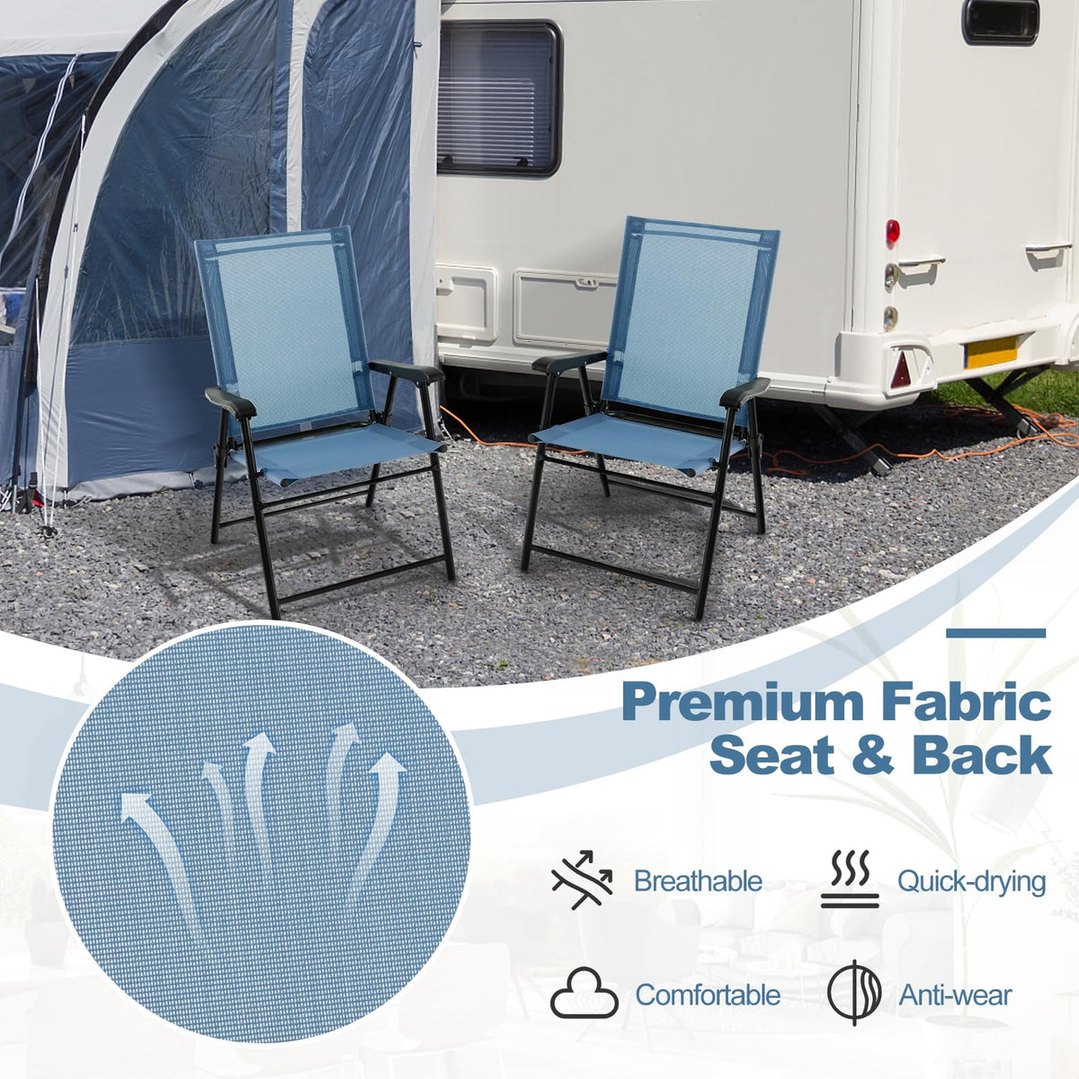 Blue Set of 2 Folding Sling Chairs O97999