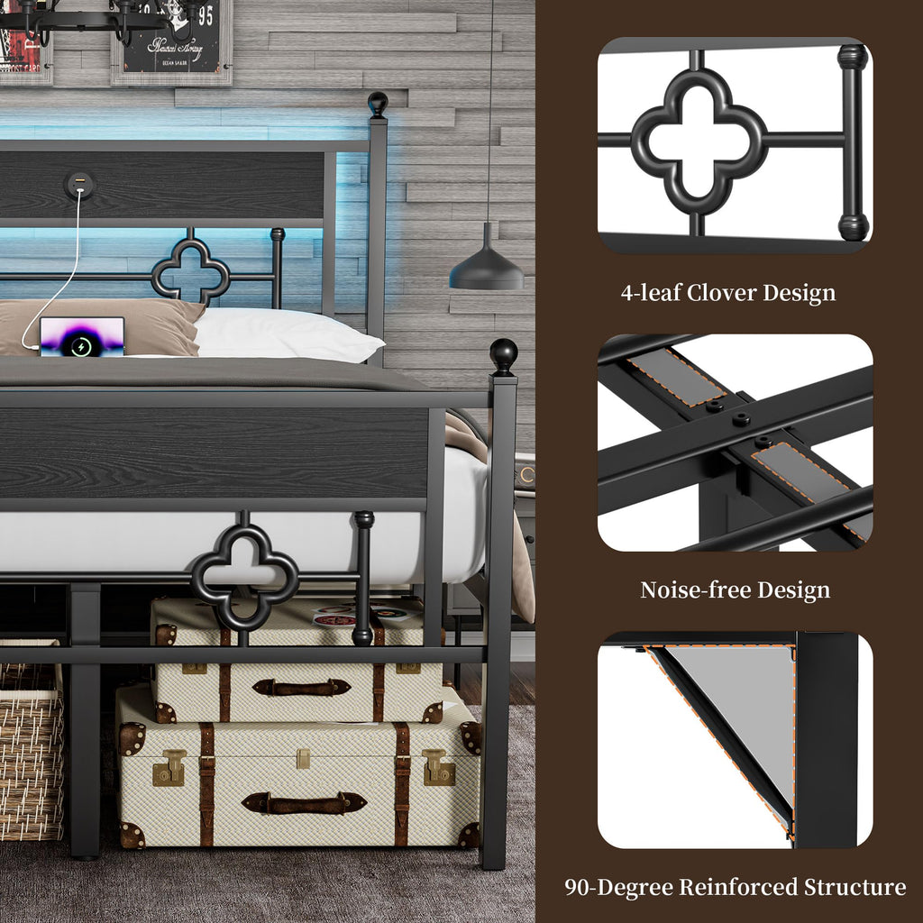 20 Inch Queen Size Bed Frame with Headboard & Footboard P210309