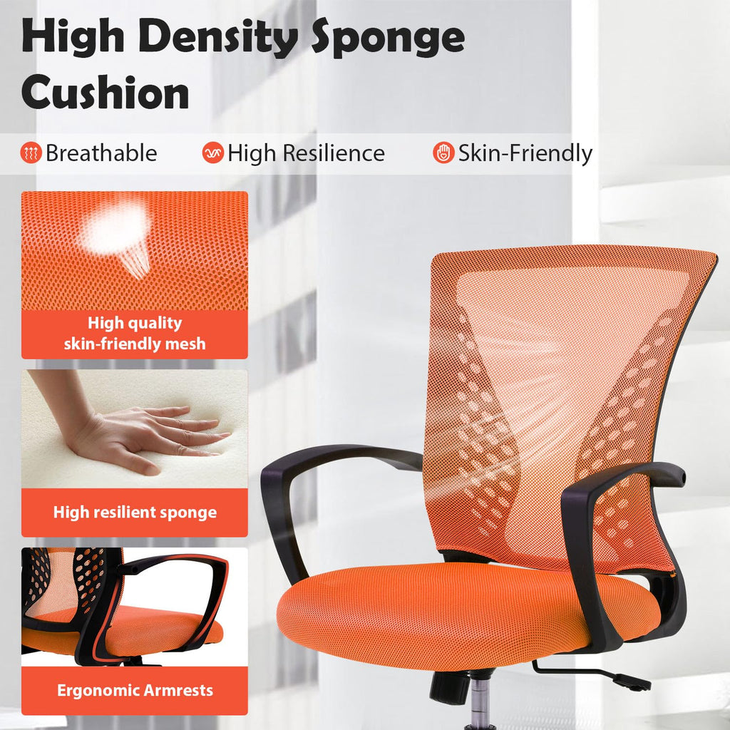 Orange Adjustable Mesh Ergonomic Office Chair with Lumbar Support L34730