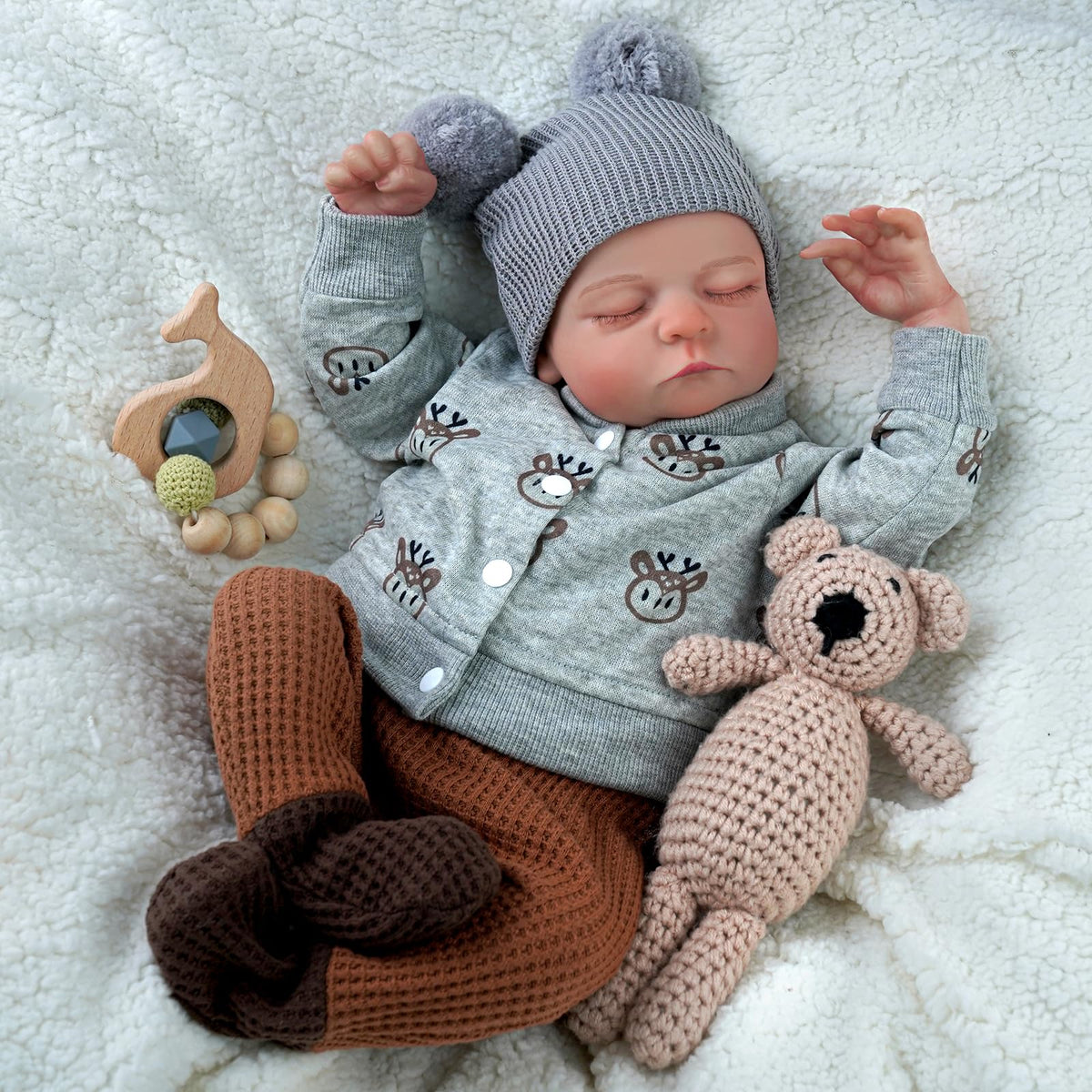 20 Inch Full Vinyl Closed-Eye Newborn Baby Doll Q7010