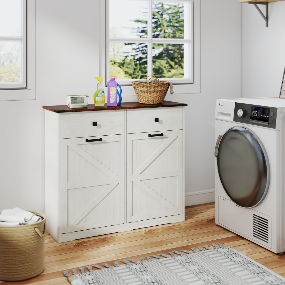 20 Gallon Double Tilt Out Kitchen Trash Can with Hideaway Drawer S48299