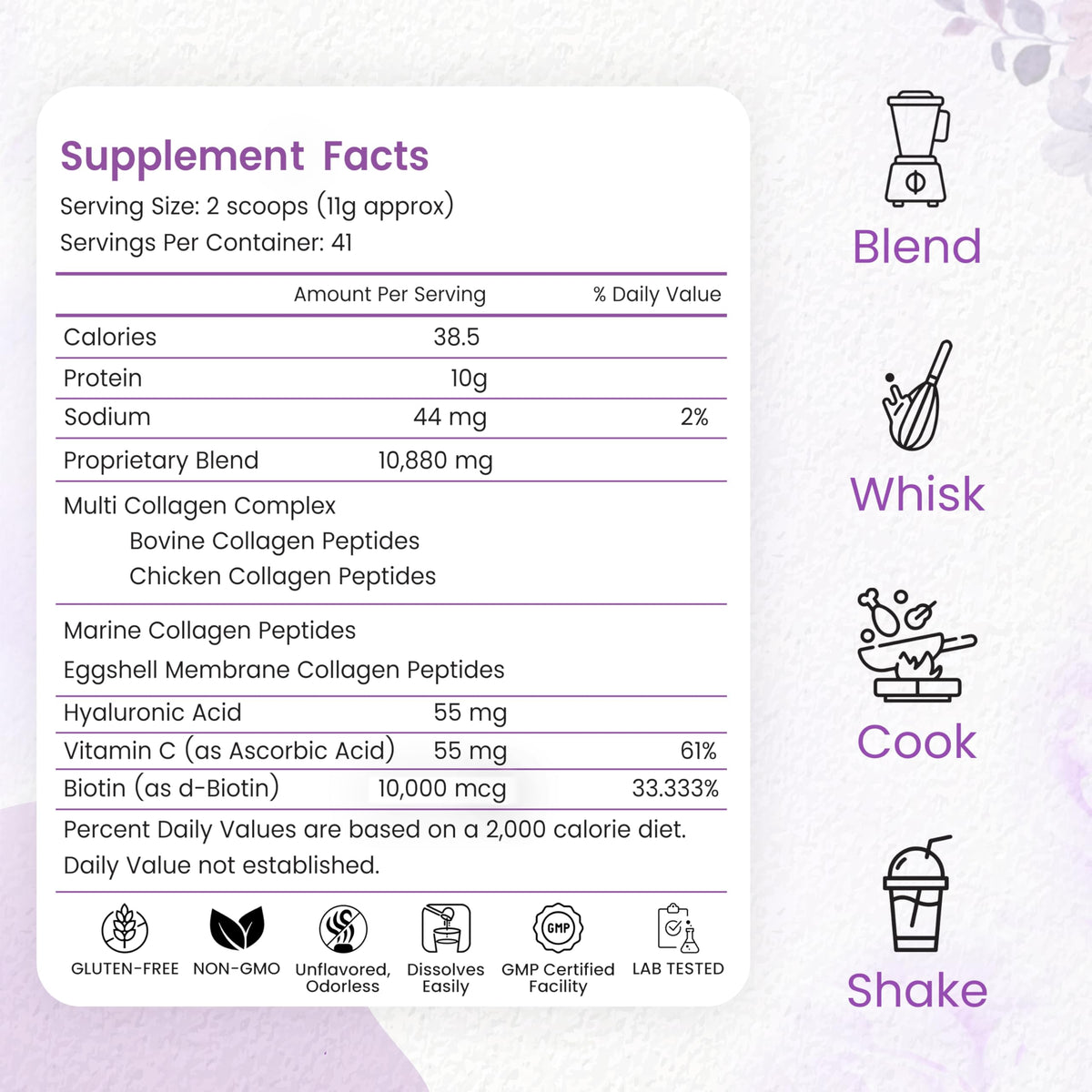 Multi Collagen Peptides Powder 1lb Types I II III V X G998