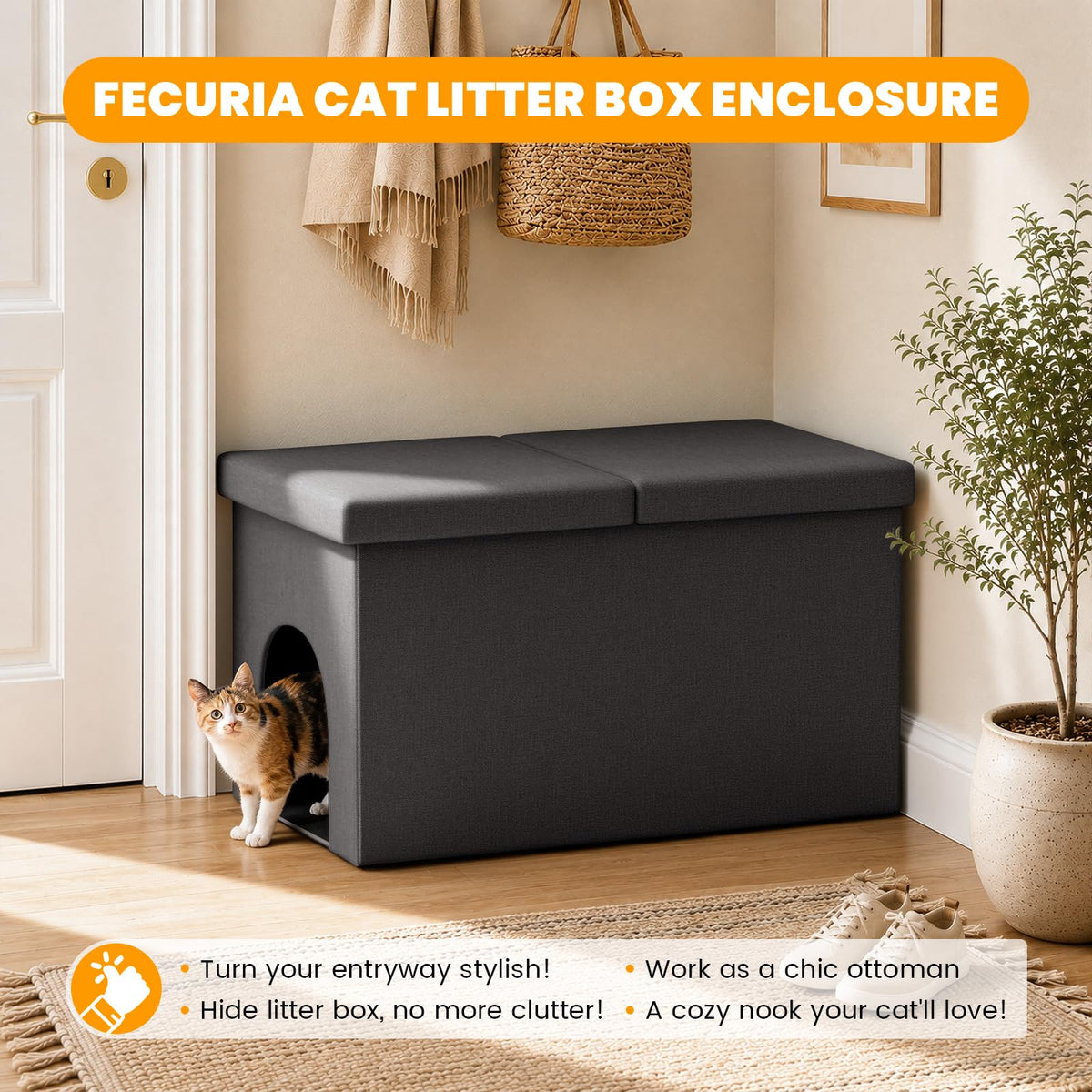 Dark Grey Cat Litter Box Enclosure I421039