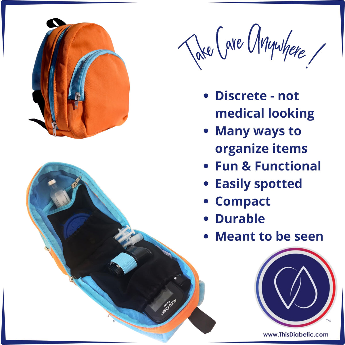 Orange Diabetic Supply Bag E816