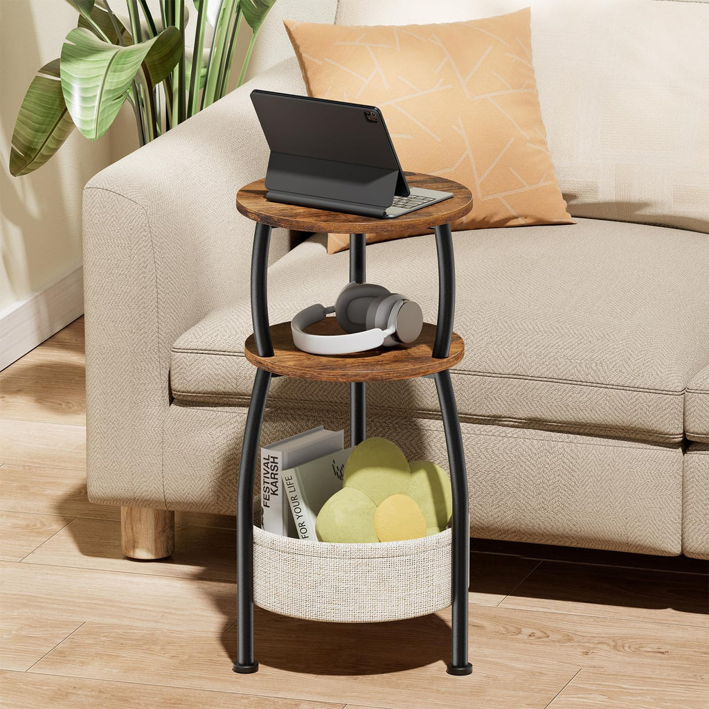 Round Side Table with Storage Basket M987